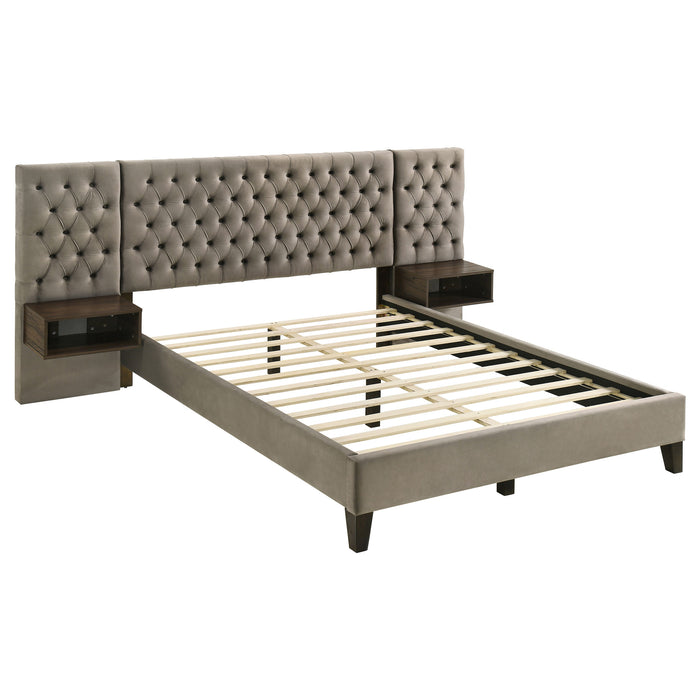 Marley Wall Panel Platform Bed with Attached Nightstands
