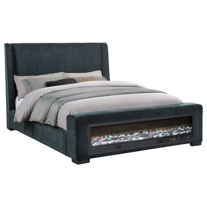 Preston Wingback Bed with Flame Visualizer and Bluetooth Speaker