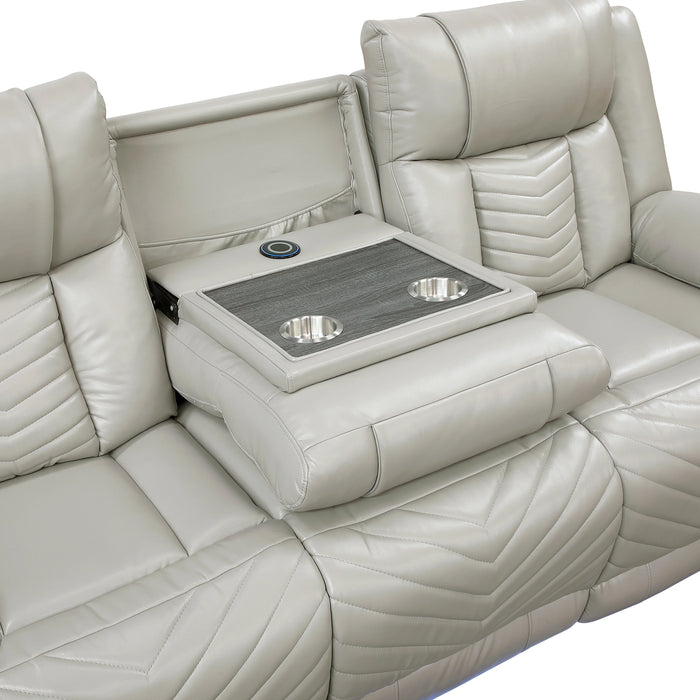 Huron Power Double Reclining Sofa With Center Drop-Down Cup Holders