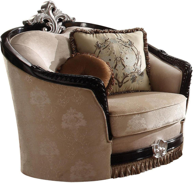 Acme Furniture Ernestine Chair with 2 Pillows in Tan and Black 52112