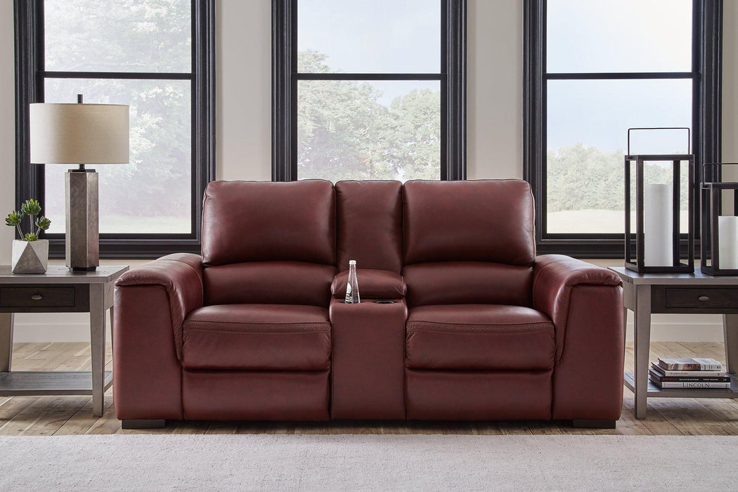 Alessandro Garnet Power Reclining Loveseat with Console