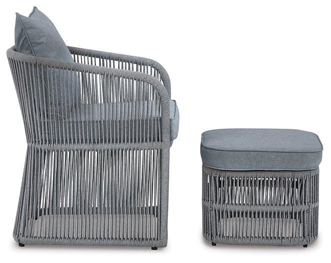 Coast Island Gray Outdoor Chair with Ottoman and Side Table