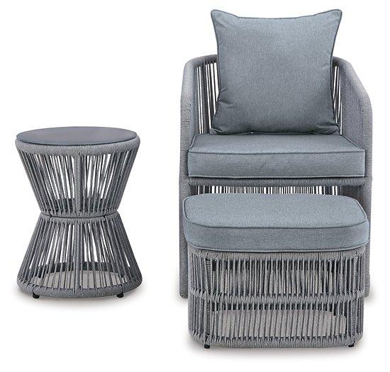 Coast Island Gray Outdoor Chair with Ottoman and Side Table