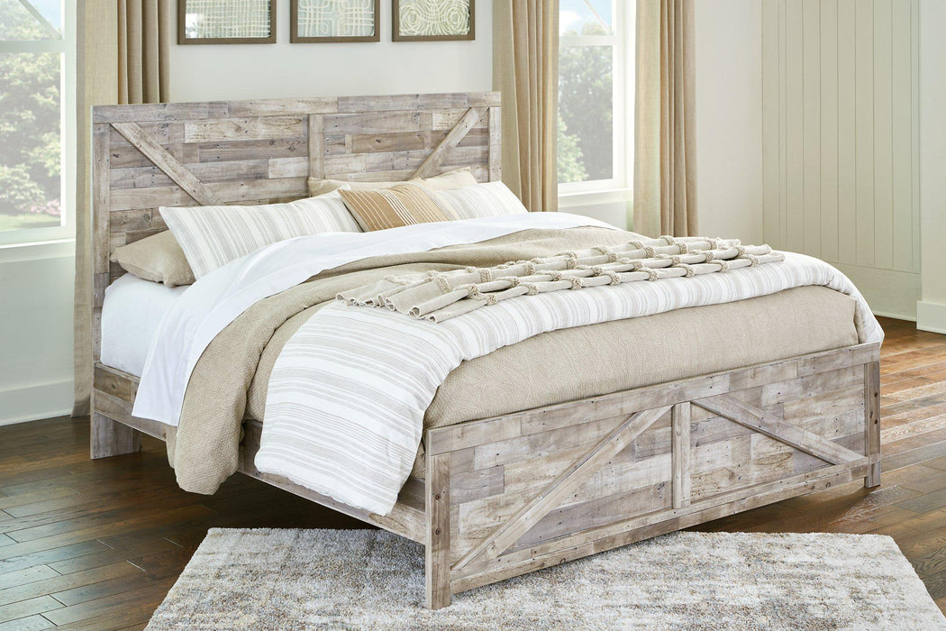 Hodanna Whitewash King Crossbuck Panel Bed