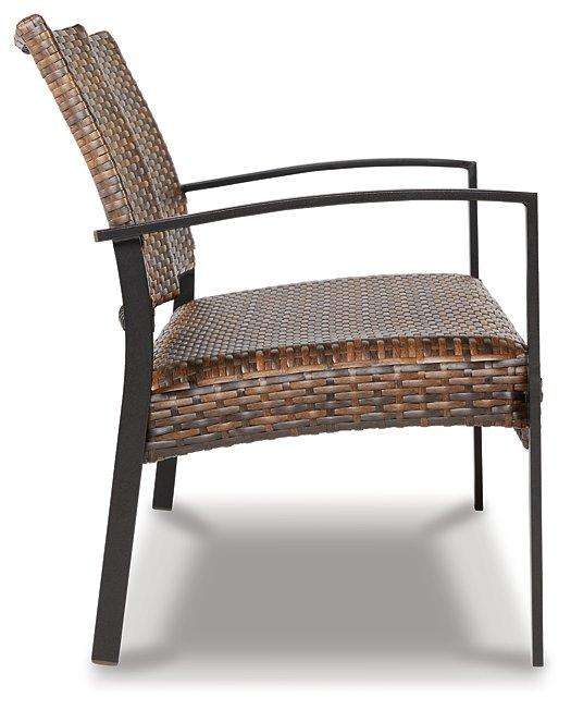 Zariyah Dark Brown Outdoor Love/Chairs/Table Set (Set of 4)