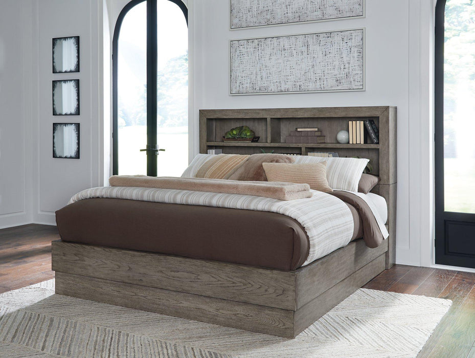 Anibecca Weathered Gray King Bookcase Bed