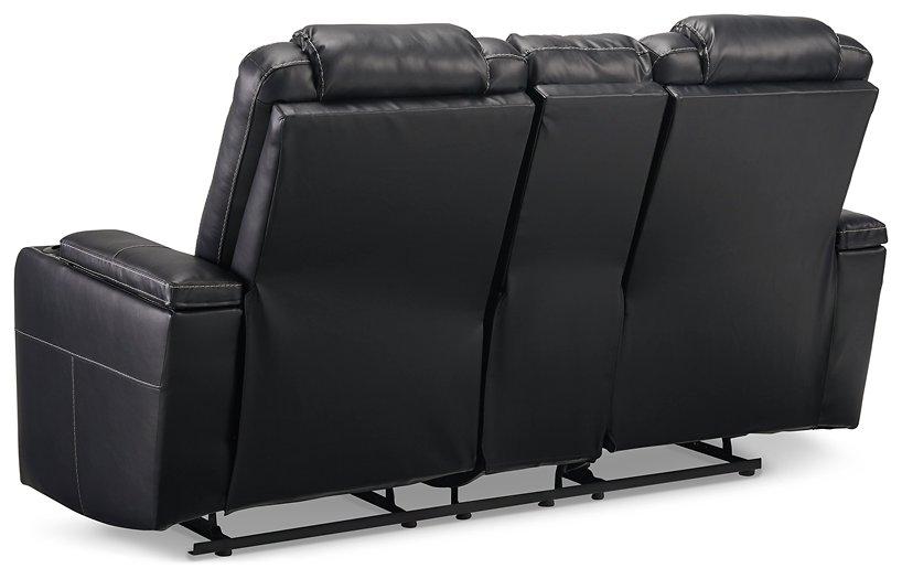 Center Point Black Reclining Loveseat with Console