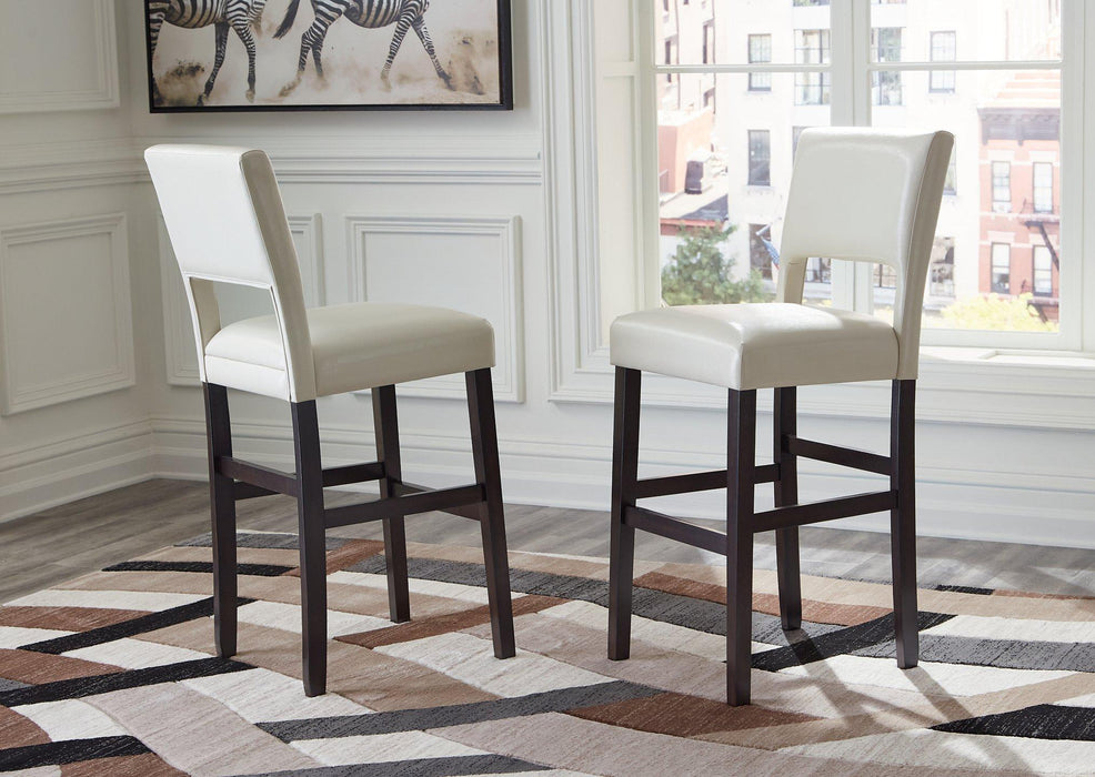 Leektree Ivory/Brown Bar Height Bar Stool (Set of 2)