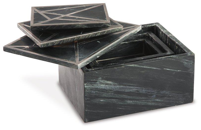 Ackley Black/Silver Finish Box (Set of 3)