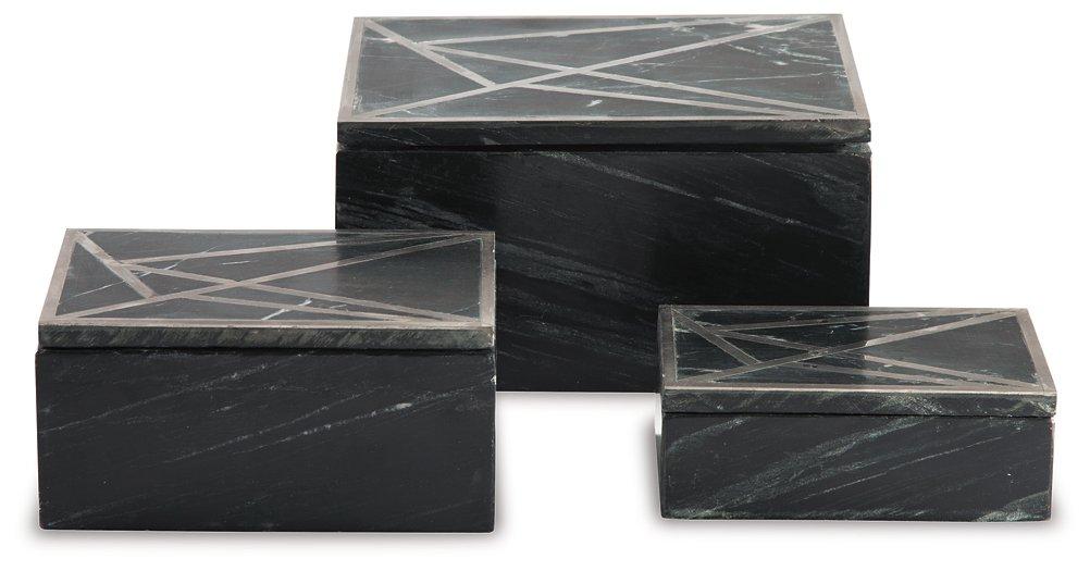 Ackley Black/Silver Finish Box (Set of 3)