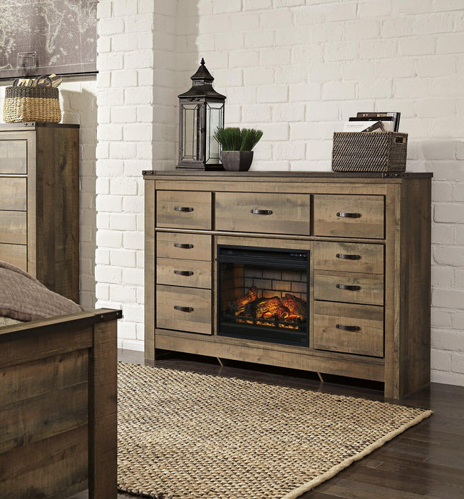 Trinell Dresser with Electric Fireplace