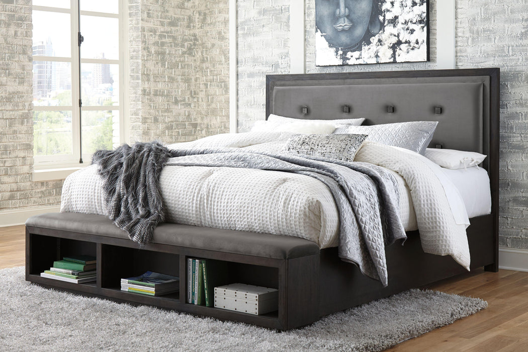 Hyndell - Upholstered Panel Bed With Storage