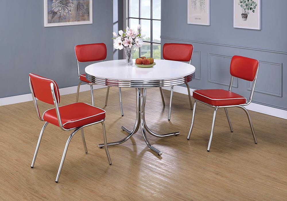 Retro White and Chrome Dining Table