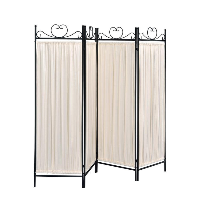 Traditional Black and Gold Four-Panel Folding Screen