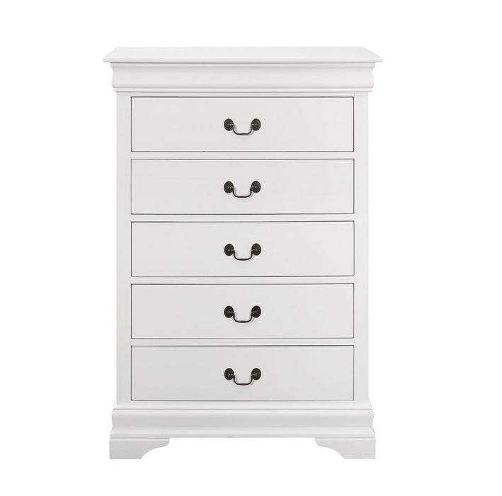 Louis Philippe White Five-Drawer Chest