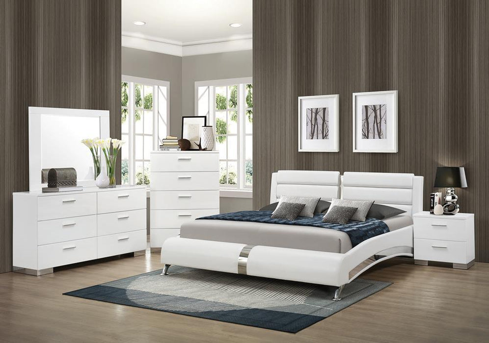 Felicity Contemporary White Upholstered Queen Bed