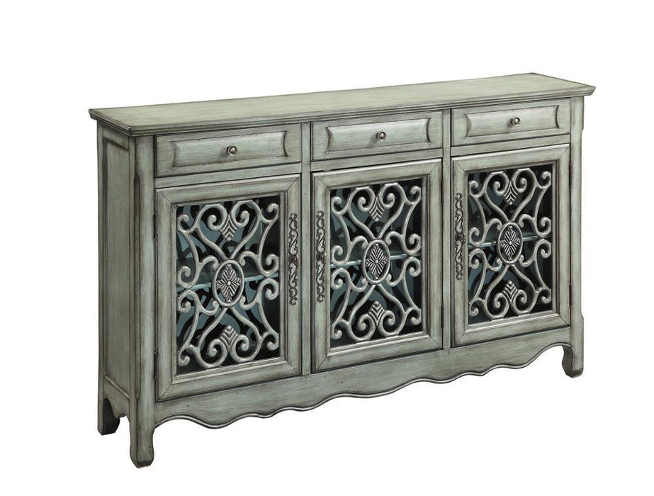 Traditional Antique Green Three-Door Cabinet