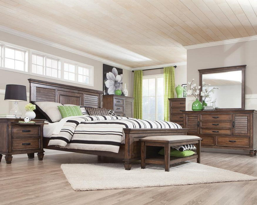 Franco Burnished Oak Queen Bed