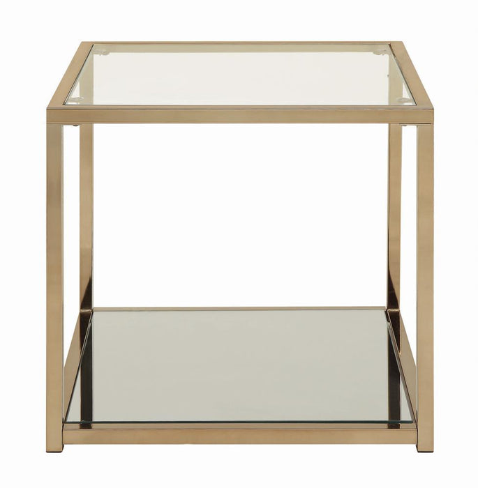 Calantha Modern Chocolate Chrome End Table