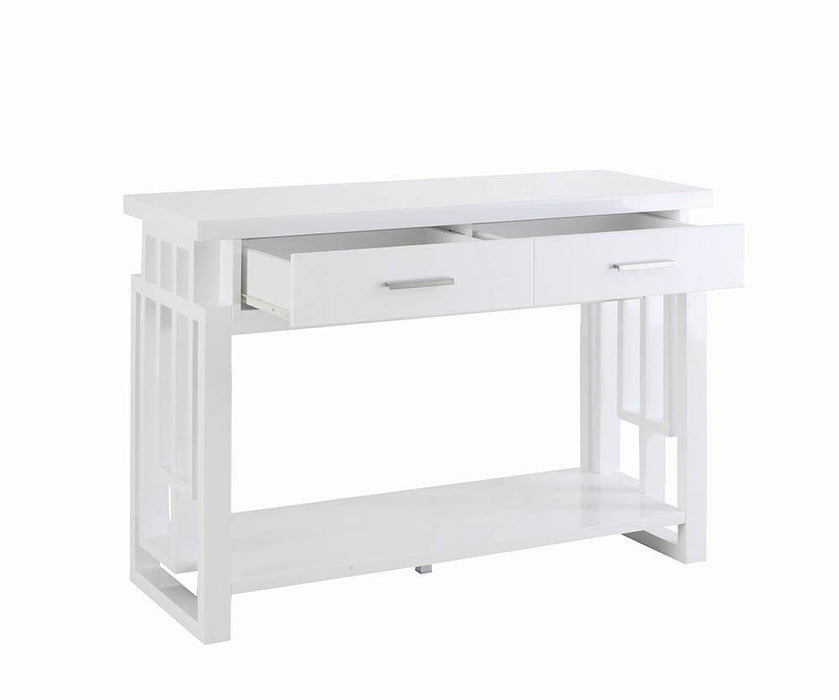 Transitional Glossy White Sofa Table