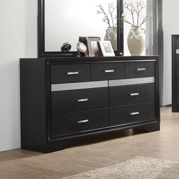 Miranda Transitional Black Seven-Drawer Nightstand