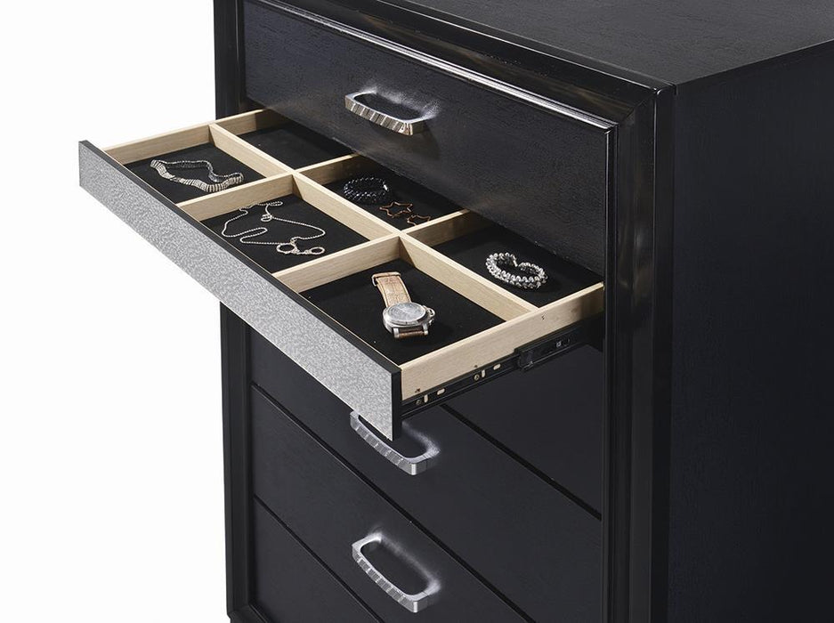 Miranda Transitional Black Five-Drawer Chest