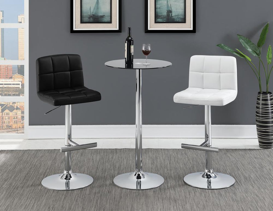 G120356 Contemporary White Adjustable Padded Back Bar Stool