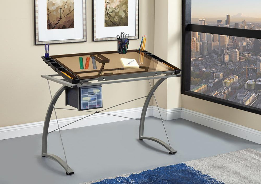 G800986 Contemporary Glass Top Drafting Desk