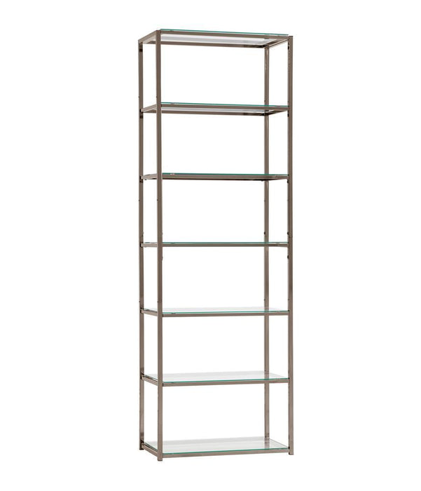 G801017 Contemporary Black Nickel Six-Tier Bookcase