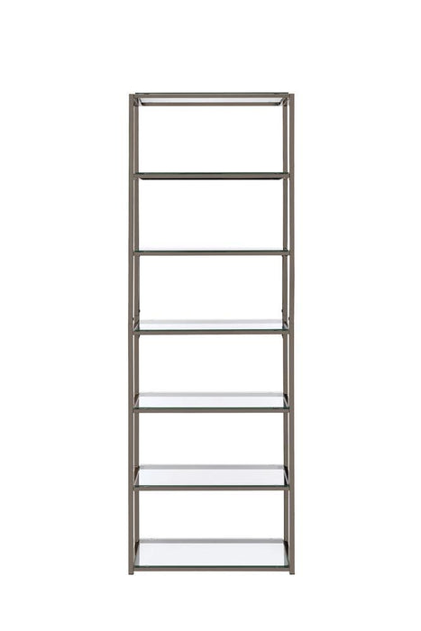 G801017 Contemporary Black Nickel Six-Tier Bookcase