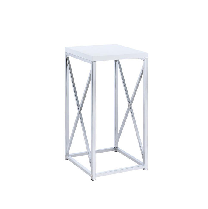 G930014 Contemporary Glossy White and Chrome Accent Table