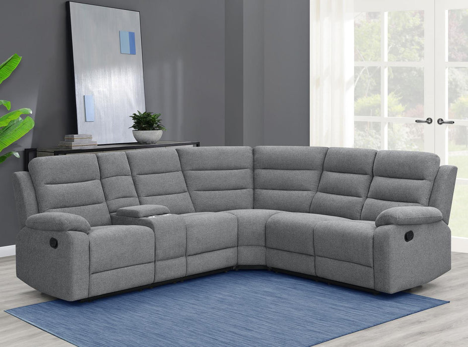 David 3-Piece Upholstered Motion Sectional With Pillow Arms Smoke