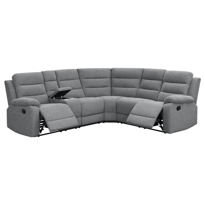 David 3-Piece Upholstered Motion Sectional With Pillow Arms Smoke