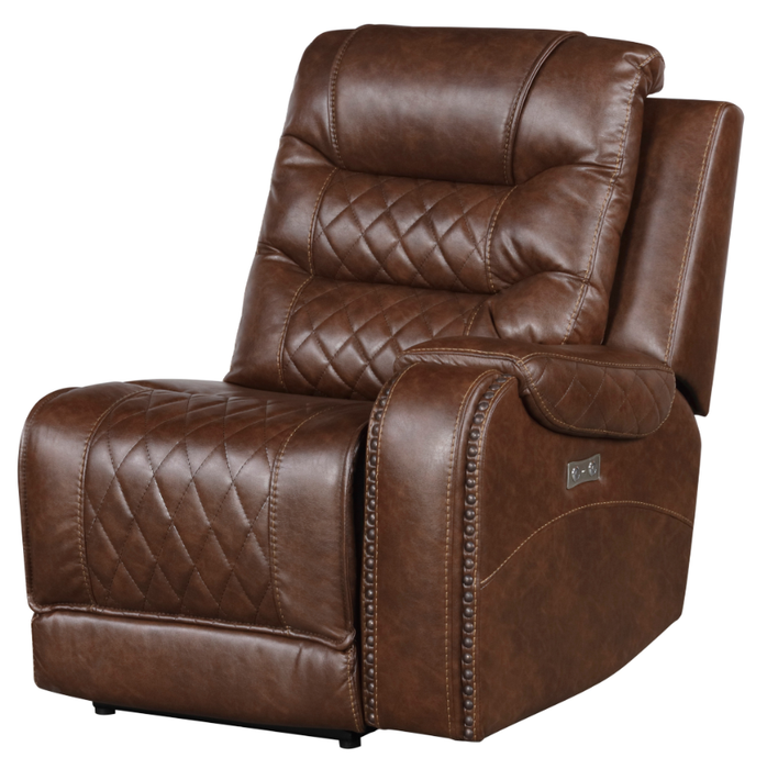 Putnam Power Right Side Reclining Chair with USB Port in Brown 9405BR-RRPW