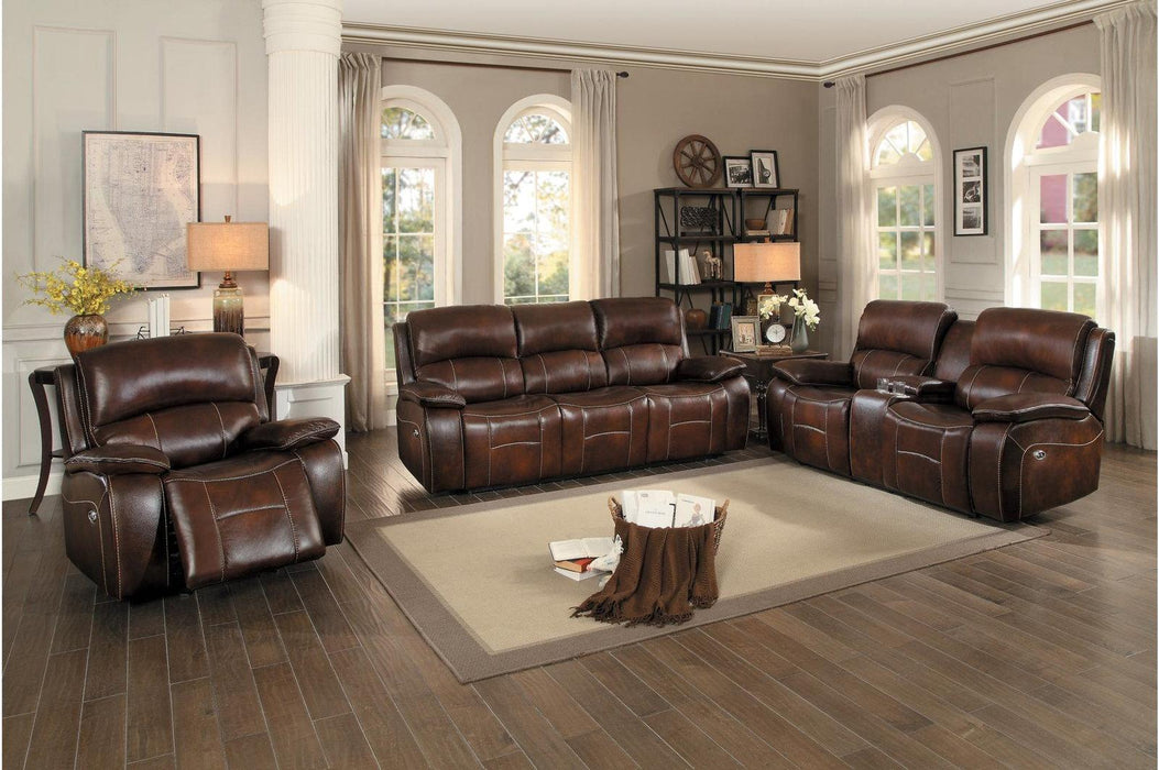 Homelegance Furniture Mahala Double Reclining Loveseat in Brown 8200BRW-2