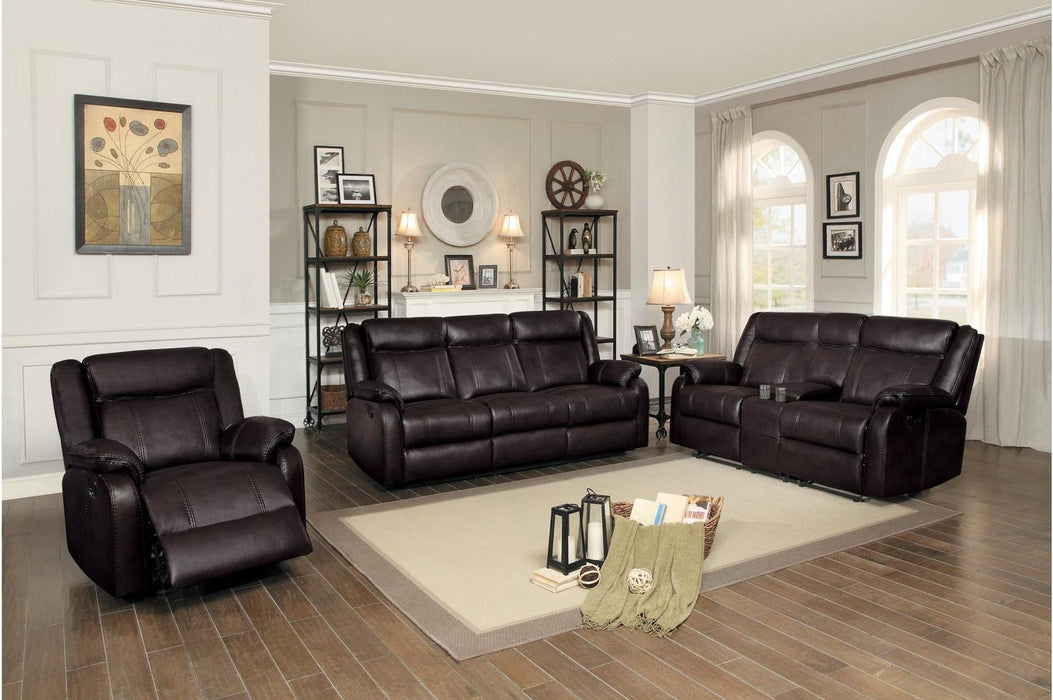 Homelegance Furniture Jude Double Glider Recliner Loveseat in Brown 8201BRW-2