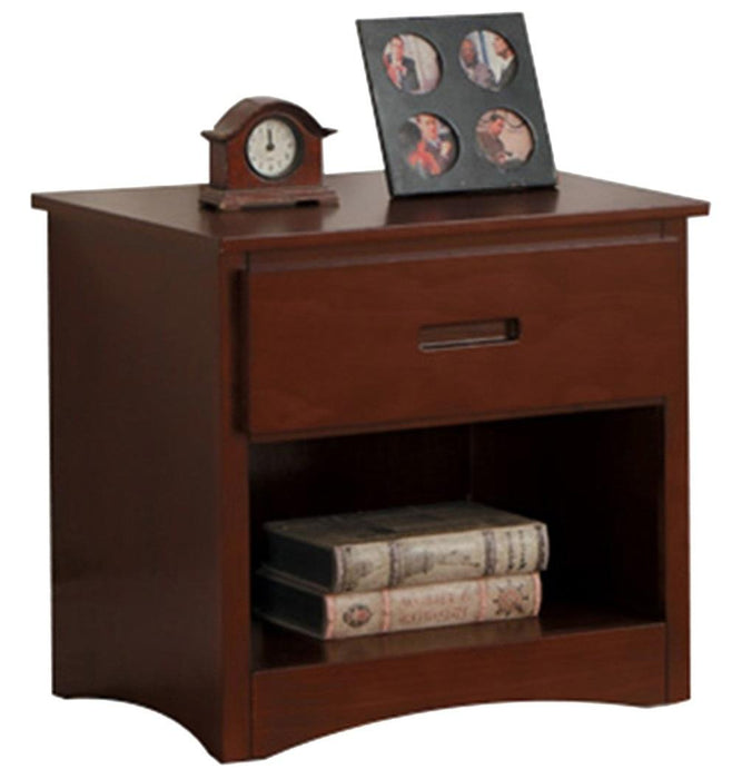 Homelegance Rowe 1 Drawer Night Stand in Dark Cherry B2013DC-4