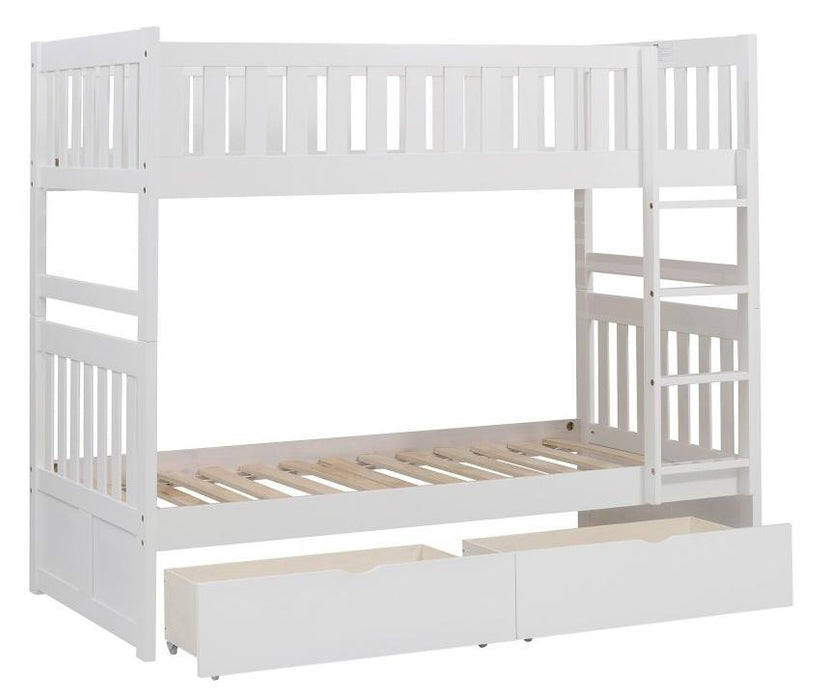 Homelegance Galen Twin/Twin Bunk Bed w/ Storage Boxes in White B2053W-1*T