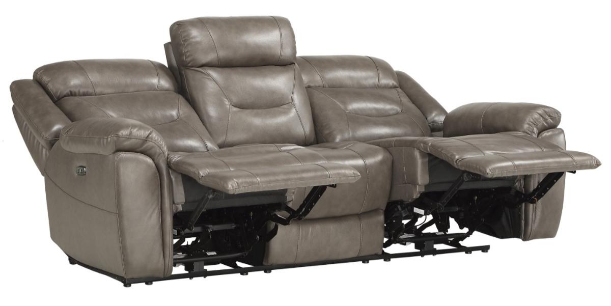 Homelegance Furniture Danio Power Double Reclining Sofa with Power Headrests in Brownish Gray 9528BRG-3PWH