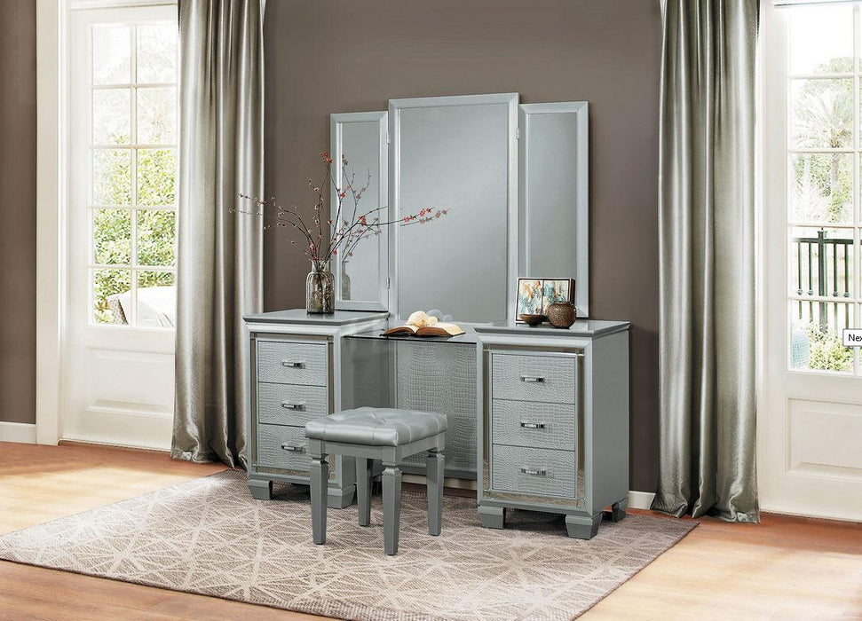 Homelegance Allura Vanity Dresser with Mirror in Silver 1916-15*