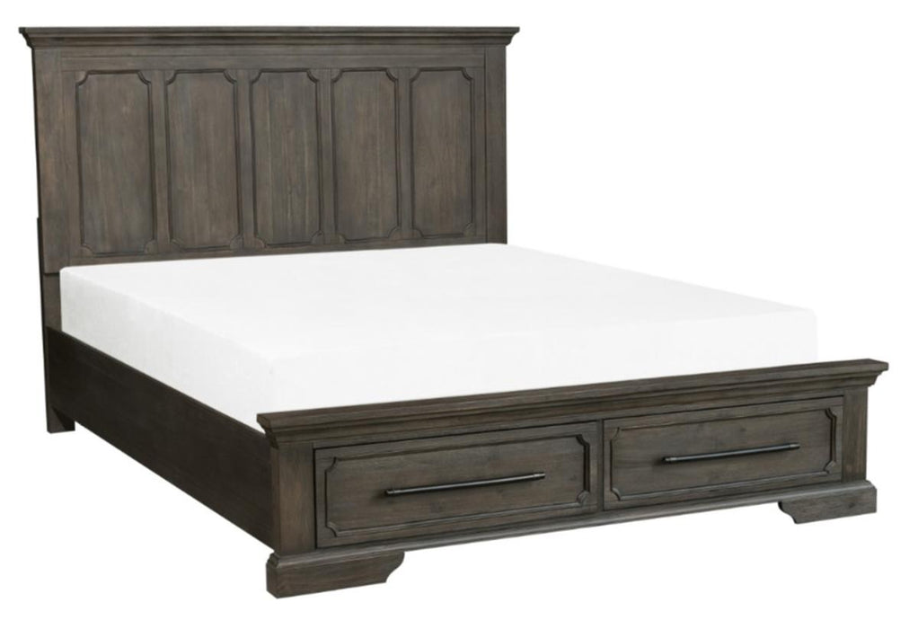 Homelegance Taulon King Platform Bed with Footboard Storage in Dark Oak 5438K-1EK*