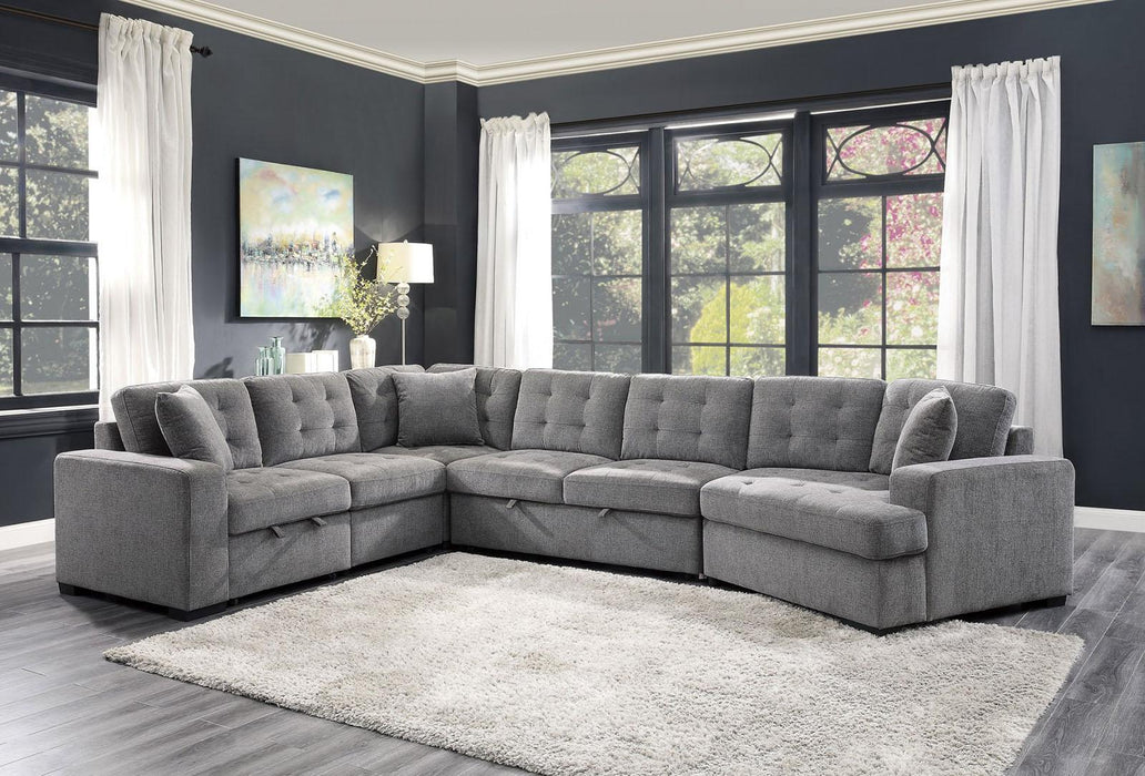 Homelegance Furniture Logansport Armless 2-Seater with Pull-out Bed in Gray 9401GRY-2A