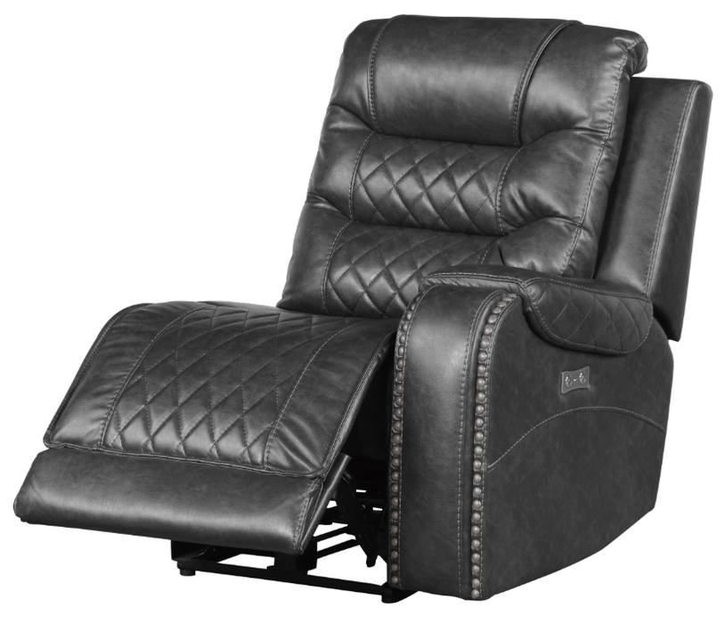 Homelegance Furniture Putnam Power Right Side Reclining Chair with USB Port in Gray 9405GY-RRPW