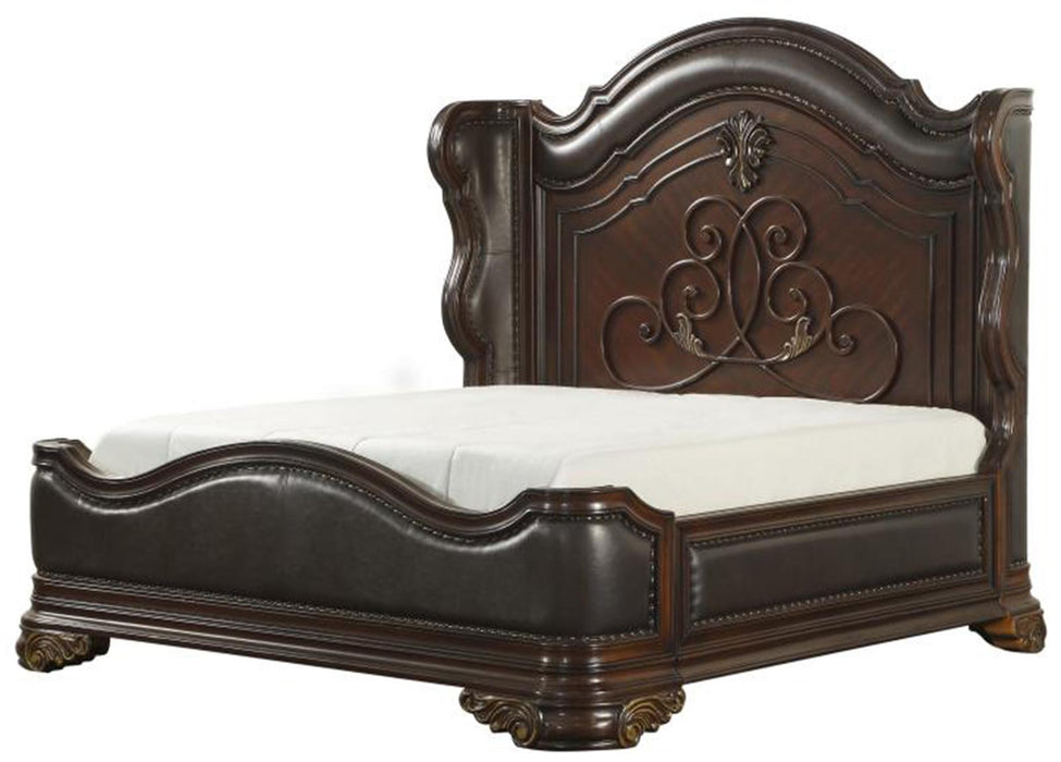 Royal Highlands King Upholstered Panel Bed in Rich Cherry 1603K-1EK