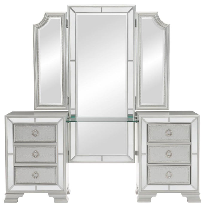 Avondale Vanity Dresser with Mirror in Silver 1646-15