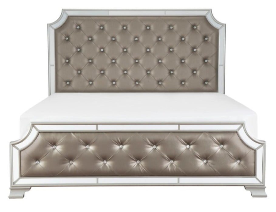 Avondale Queen Upholstered Panel Bed in Silver 1646-1*