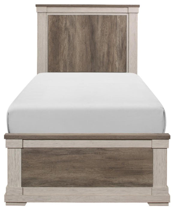 Arcadia Twin Panel Bed in White & Weathered Gray 1677T-1*