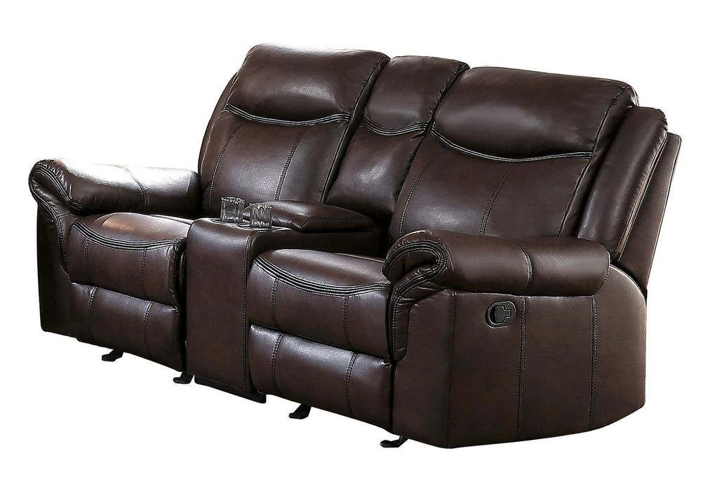 Aram Double Glider Reclining Loveseat in Brown 8206BRW-2