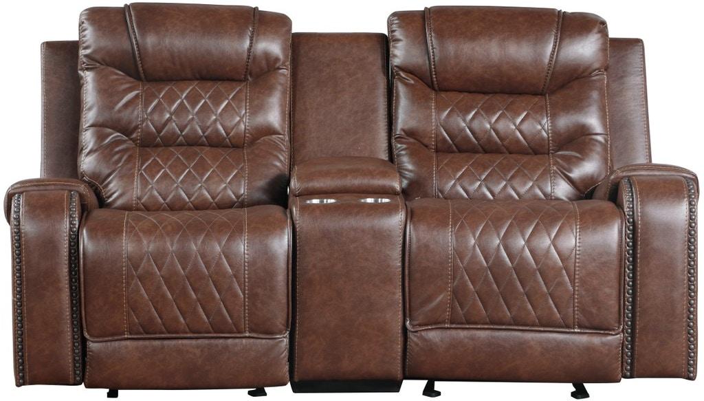 Putnam Double Glider Reclining Loveseat in Brown 9405BR-2