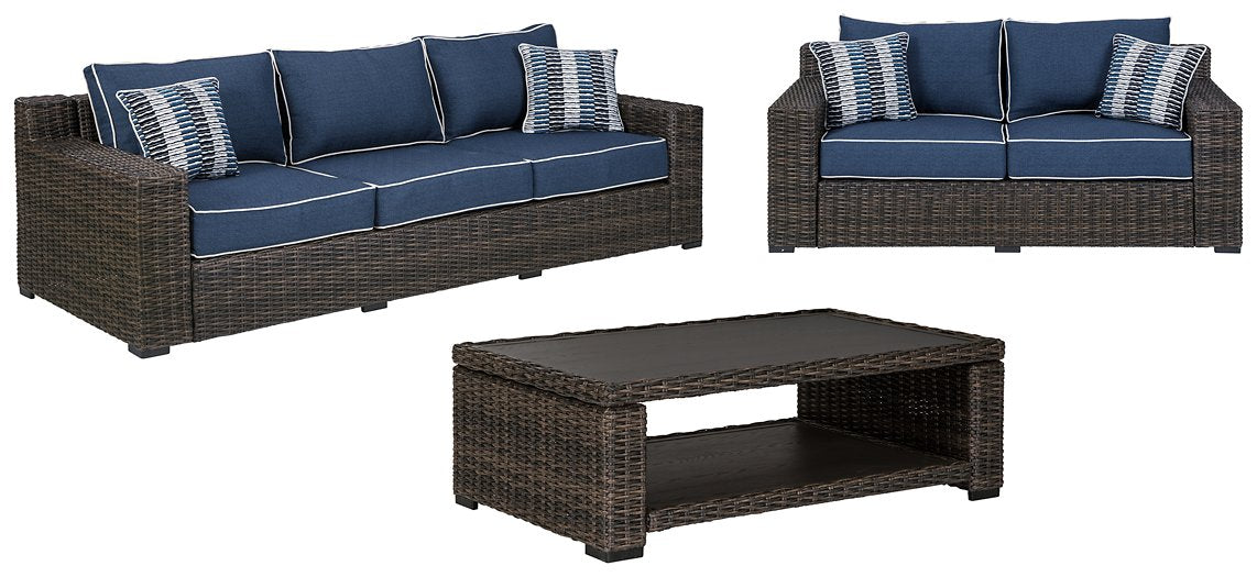 Grasson Lane 3-Piece Outdoor Sofa and Loveseat with Coffee Table